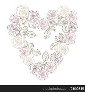 Heart of roses. Flowers on Valentine&rsquo;s Day.Vector illustration. Heart of roses. Flowers on Valentine&rsquo;s Day.