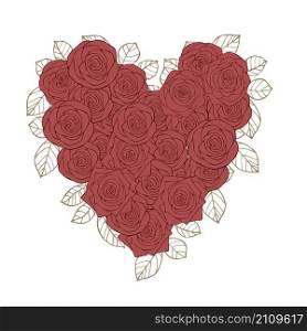 Heart of roses. Flowers on Valentine&rsquo;s Day.Vector illustration. Heart of roses. Flowers on Valentine&rsquo;s Day.