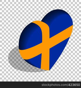 Heart of Sweden flag colors isometric icon 3d on a transparent background vector illustration. Heart of Sweden flag colors isometric icon