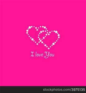 Heart of the lamps on a pink background. Valentines day card. Heart with inscription I Love You. Vector illustration.. Heart of the lamps on a pink background. Valentines day card. Heart with inscription I Love You. Vector illustration