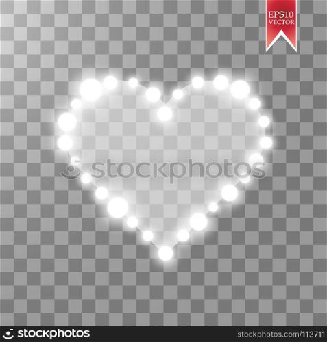Heart of the lamps on a transparent background. Valentines day card. Heart with inscription I Love You. Vector illustration. Heart of the lamps on a transparent background. Valentines day card. Heart with inscription I Love You. Vector illustration EPS 10.