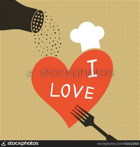 Heart on a plug strew pepper. A vector illustration
