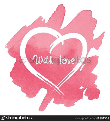 heart on abstract watercolor background, vector