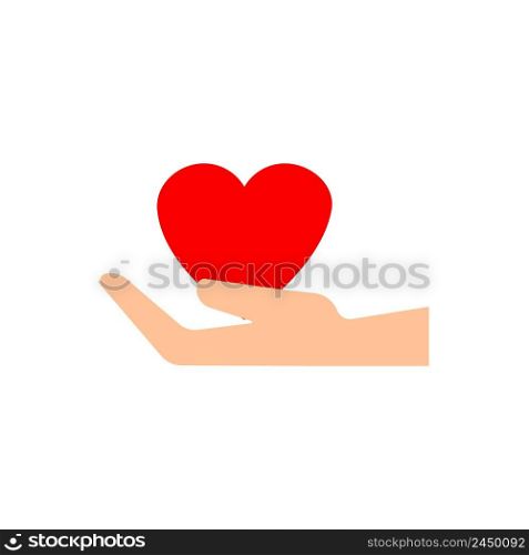 Heart on hand. Health care concept. Love symbol. Peace concept. Vector illustration. stock image. EPS 10.. Heart on hand. Health care concept. Love symbol. Peace concept. Vector illustration. stock image. 