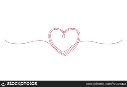 heart one line drawing vector illustration. line art of heart shape symbol thin line thread minimal concept
