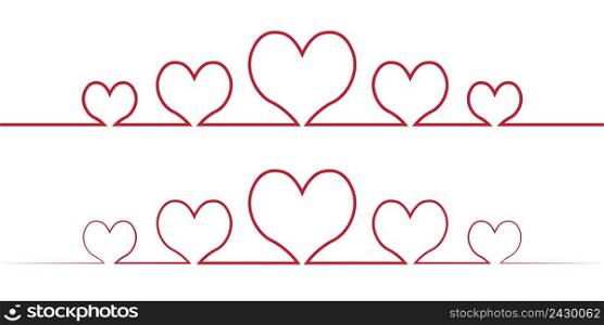 heart one line drawing, vector love concept one line drawing of a friendly cute hearts for Valentine’s day