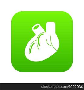 Heart organ icon green vector isolated on white background. Heart organ icon green vector