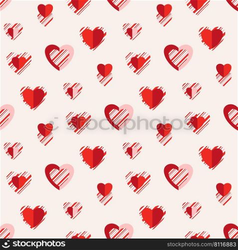 Heart pattern, candy cane, peppermint striped textured hearts seamless background
