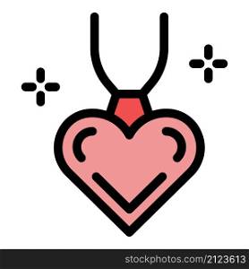 Heart pendant icon. Outline heart pendant vector icon color flat isolated. Heart pendant icon color outline vector