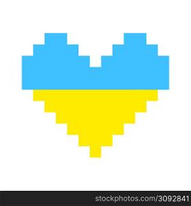 Heart pixel flag ukraine. Ukrainian flag symbol. Yellow blue. Geometric element. Vector illustration. stock image. EPS 10.. Heart pixel flag ukraine. Ukrainian flag symbol. Yellow blue. Geometric element. Vector illustration. stock image.