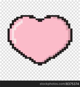 heart pixel love romantic passion icon. Heart vector pixel icon isolated element. Love symbol isolated sign. Vector illustration