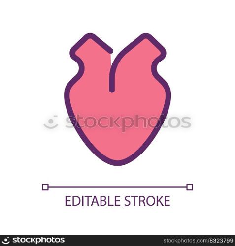 Heart pixel perfect RGB color ui icon. Medical checkup. Circulatory system. Simple filled line element. GUI, UX design for mobile app. Vector isolated pictogram. Editable stroke. Arial font used. Heart pixel perfect RGB color ui icon