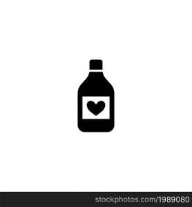 Heart Protection Medicine Bottle, Syrup. Flat Vector Icon illustration. Simple black symbol on white background. Heart Protection Medicine Bottle sign design template for web and mobile UI element. Heart Protection Medicine Bottle, Syrup. Flat Vector Icon illustration. Simple black symbol on white background. Heart Protection Medicine Bottle sign design template for web and mobile UI element.