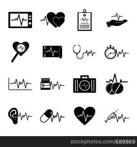 Heart pulse beat icons set. Simple illustration of 25 heart pulse beat vector icons for web. Heart pulse beat icons set, simple style
