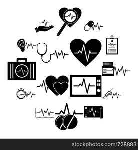 Heart pulse beat icons set. Simple illustration of 25 heart pulse beat vector icons for web. Heart pulse beat icons set, simple style