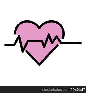 Heart pulse icon. Outline heart pulse vector icon color flat isolated. Heart pulse icon color outline vector