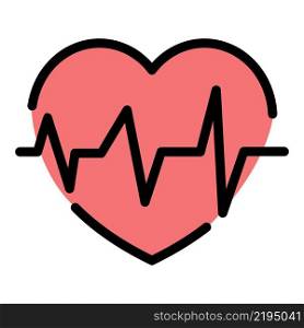 Heart pulse icon. Outline heart pulse vector icon color flat isolated. Heart pulse icon color outline vector