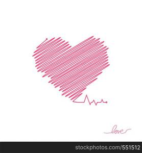 Heart pulse. Red and white colors. Heartbeat lone, cardiogram. Beautiful healthcare, medical background. Modern simple design. Icon. sign or logo. Flat style vector illustration.. Heart pulse. Red and white colors. Heartbeat lone, cardiogram. Beautiful healthcare, medical background. Modern simple design. Icon. sign or logo. Flat style vector illustration