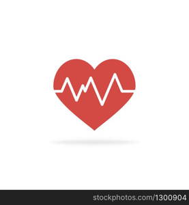 Heart pulsing icon in flat design with shadow. Health day in world. Vector EPS 10