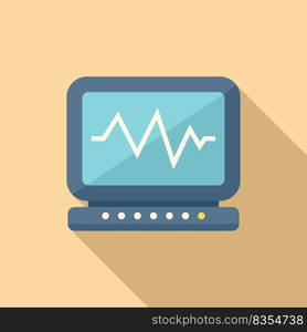 Heart rate control icon flat vector. Room center. Mission plan. Heart rate control icon flat vector. Room center