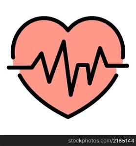 Heart rate icon. Outline heart rate vector icon color flat isolated. Heart rate icon color outline vector