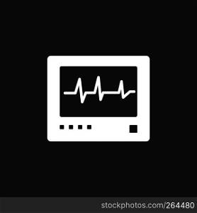 Heart rate monitor icon on a black background. Heartbeat. Cardiogram vector illustration