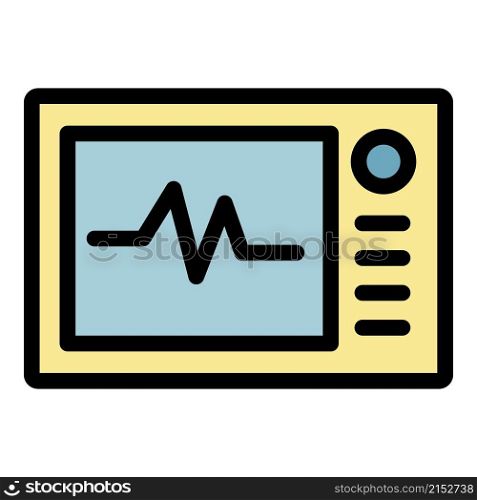 Heart rate monitor icon. Outline heart rate monitor vector icon color flat isolated. Heart rate monitor icon color outline vector