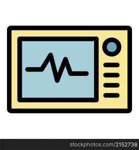Heart rate monitor icon. Outline heart rate monitor vector icon color flat isolated. Heart rate monitor icon color outline vector