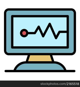 Heart rate monitor icon. Outline heart rate monitor vector icon color flat isolated. Heart rate monitor icon color outline vector