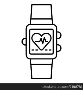 Heart rate smartwatch icon. Outline heart rate smartwatch vector icon for web design isolated on white background. Heart rate smartwatch icon, outline style
