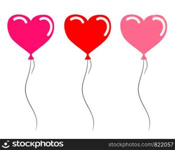 Heart Red and Pink Balloons for your design, stock vector illustration