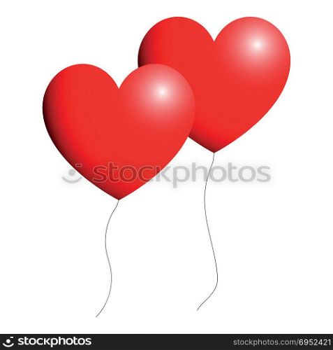 Heart red color two items with view ballon right light