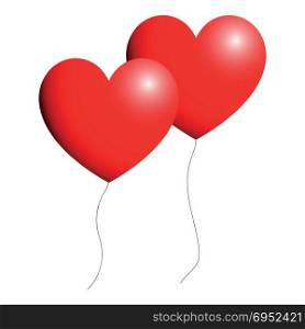 Heart red color two items with view ballon right light