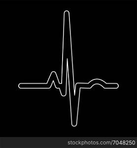 Heart rhythm ekg white icon .
