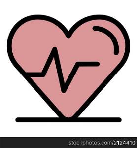 Heart rhythm icon. Outline heart rhythm vector icon color flat isolated. Heart rhythm icon color outline vector