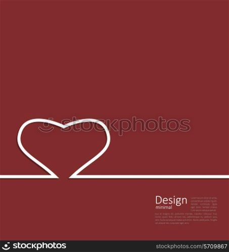 Heart ribbon on red background, minimal style for design medical card or Valentines Day cleaness line flat template - vector