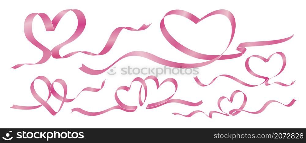 Heart ribbon on white background Valentines day vector illustration