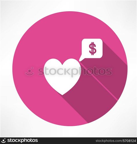 heart said about money. Flat modern style vector illustration