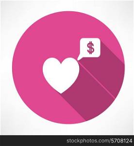 heart said about money. Flat modern style vector illustration