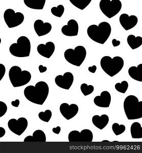 Heart seamless pattern. Love shape for valentine background. Black decorative design great for romance wrapping paper.