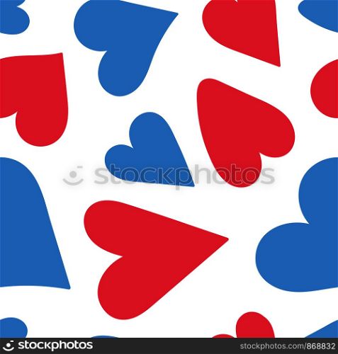 Heart seamless pattern. Vector love illustration. Valentine's Day, Mother's Day, wedding, scrapbook, gift wrapping paper, textiles. Red and blue background