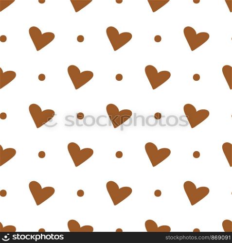 Heart seamless pattern. Vector love illustration. Valentine's Day, Mother's Day, wedding, scrapbook, gift wrapping paper, textiles. Dots. Beige background
