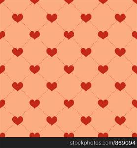 Heart seamless pattern. Vector love illustration. Valentine's Day, Mother's Day, wedding, scrapbook, gift wrapping paper, textiles. Dots. Red and beige background