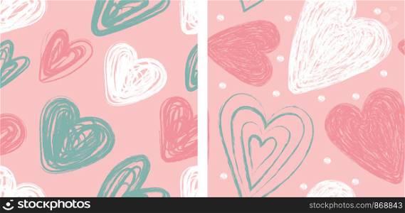 Heart seamless pattern. Vector love illustration. Valentine's Day, wedding. Scrapbook, gift wrapping paper, textile. Doodle sketch background