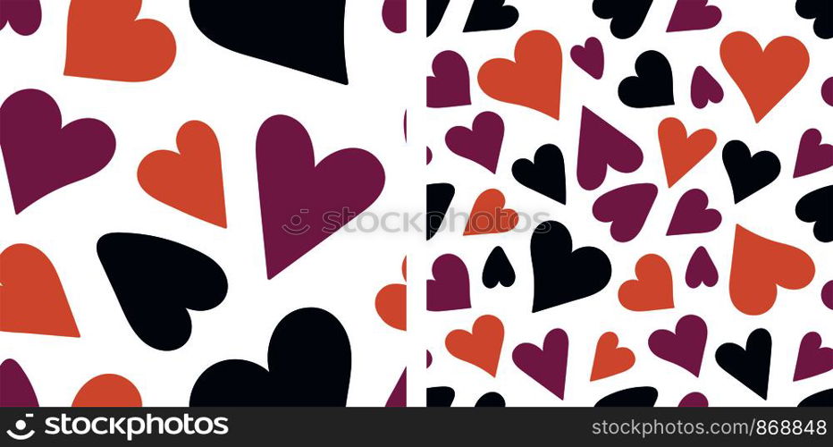 Heart seamless pattern. Vector love illustration. Valentine's Day, wedding. Scrapbook, gift wrapping paper, textile. Doodle sketch background