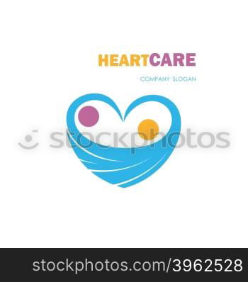 Heart shape and human hand symbol with Electrocardiogram signal.Heart Care logo.Healthcare &amp; Medical concept.Vector illustration