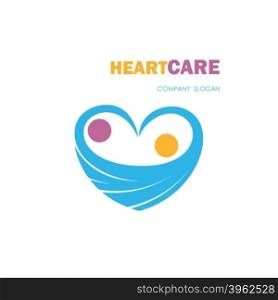 Heart shape and human hand symbol with Electrocardiogram signal.Heart Care logo.Healthcare &amp; Medical concept.Vector illustration