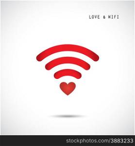 Heart shape and wifi sign. Happy valentine &rsquo;s day background. Vector illustration
