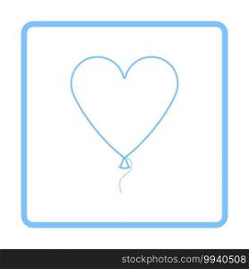 Heart Shape Balloon Icon. Blue Frame Design. Vector Illustration.