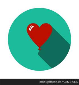 Heart Shape Balloon Icon. Flat Circle Stencil Design With Long Shadow. Vector Illustration.